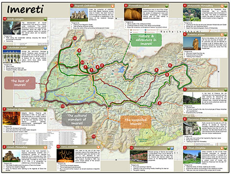 Propuesta de mapa turístico de la región de Imereti, Georgia